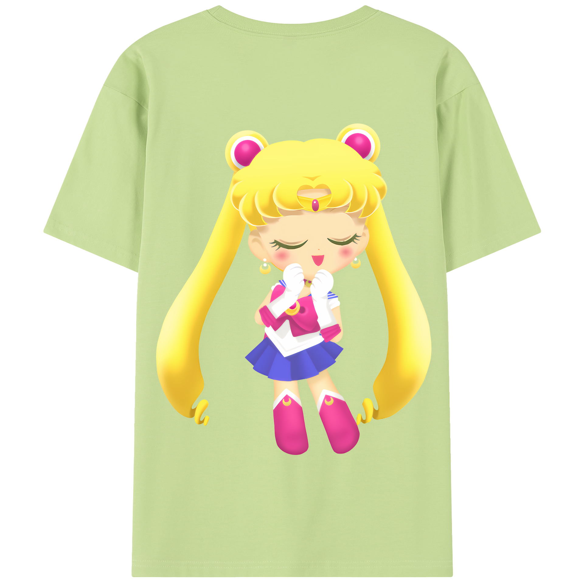 （画像用） 美少女戦士セーラームーン 月野 うさぎ つきの うさぎ Sailor Moon Tsukino Usagi 綿100％半袖Tシャツ（背面プリント）